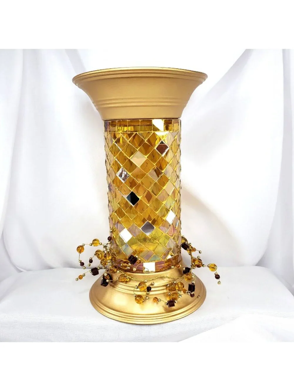 Partylite P9903 Gold Mosaic Column Candle Holder 9